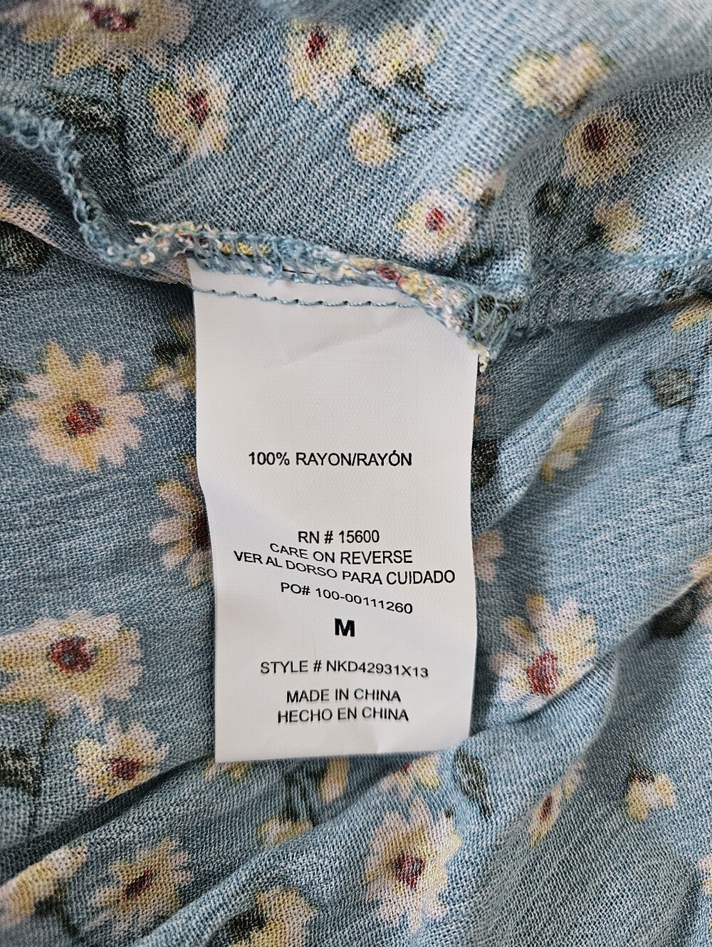 NWT REWIND Blue Floral Faux Button Front Ruffle Hem Maxi Dress | SZ M - Picture 10 of 11